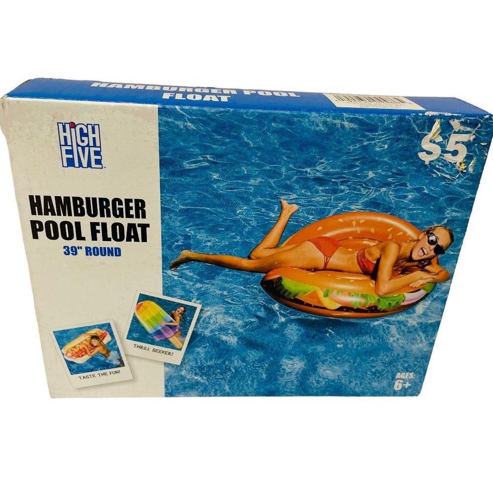 High Five Adult Hamburger Inflatable Swimming Pool Fun Float 39" - Picture 5 of 5